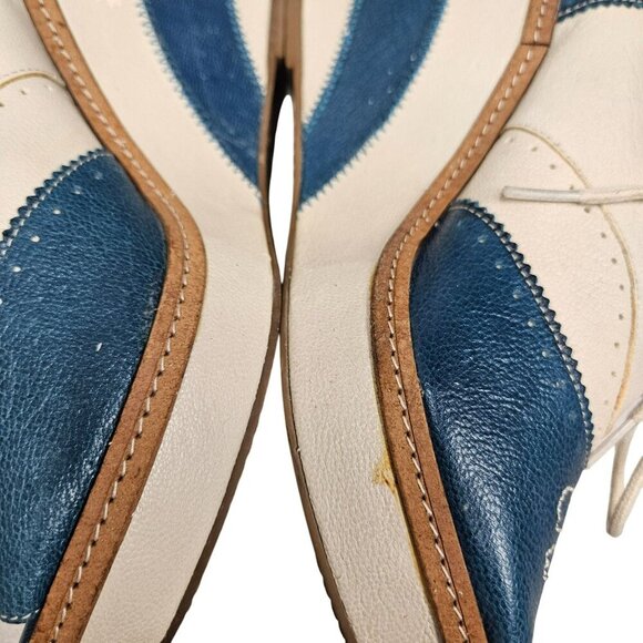 Anthropologie Pilcro Letterpress Leather Peep Toe Brighton Oxford Wedges Retro 8 - Picture 8 of 14